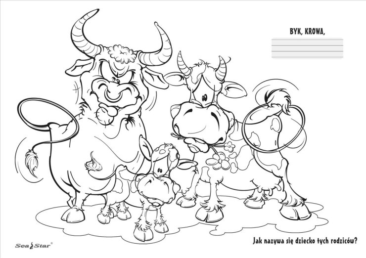 Zwierzęta i ich dzieci - RODZICE - byk, krowa, cielątko.jpg