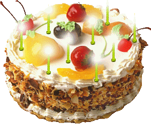 Urodzinowe - imieninowe - urodzinowy tort z plonacymi swieczkami.gif